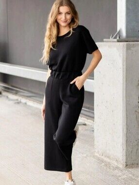 Nwt Spanx Black Wide Leg Junpsuit $148.00